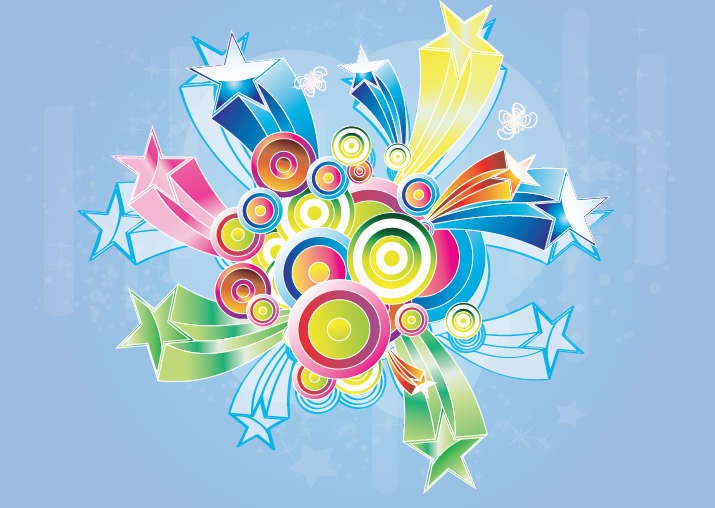 Free Colorful Retro Design Background Vector Graphic