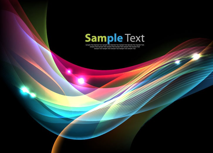 Colorful Waves on Dark Background Vector Illustration