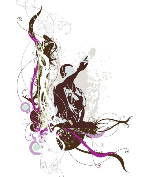 Free Man Figure Floral Backgound Vector