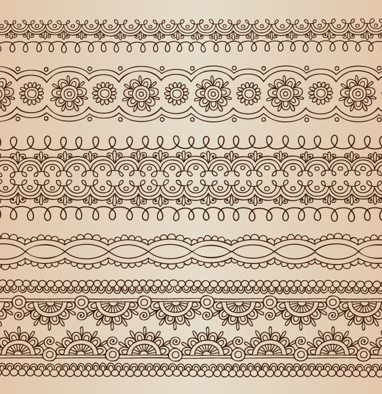 Horizontal Lace Borders Vector Set
