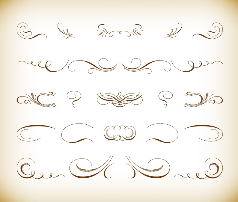 Calligraphic Floral Design Vector Set