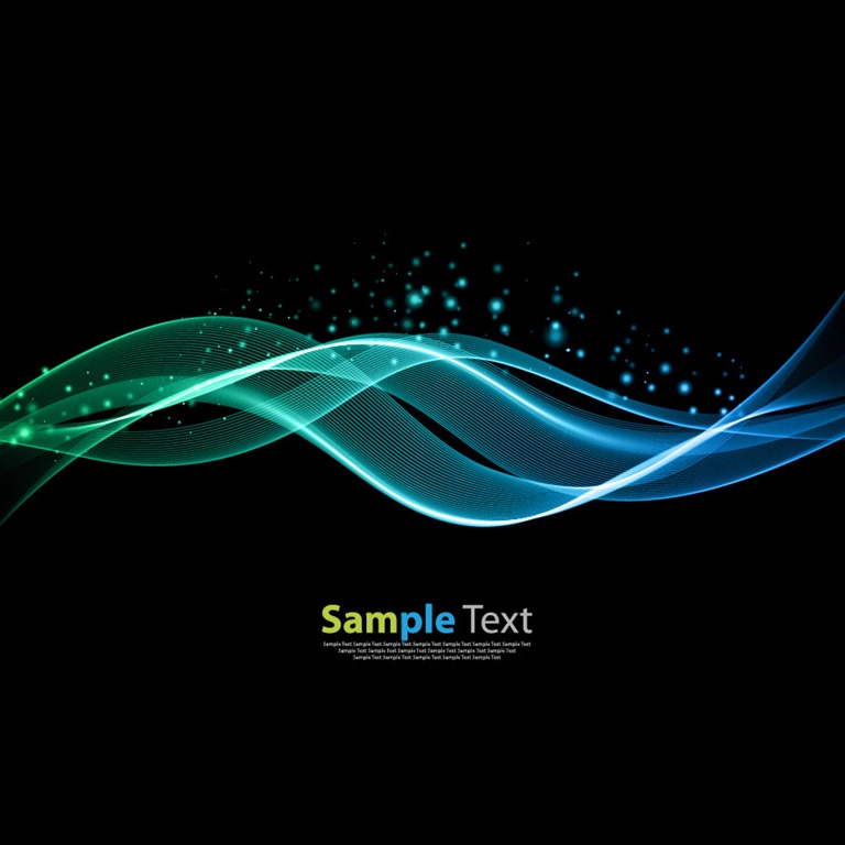Abstract Wave Lines on Dark Background Vector Template