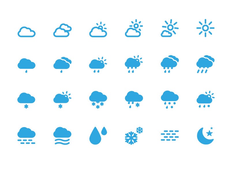 Weather Icons Set Vector Illustration