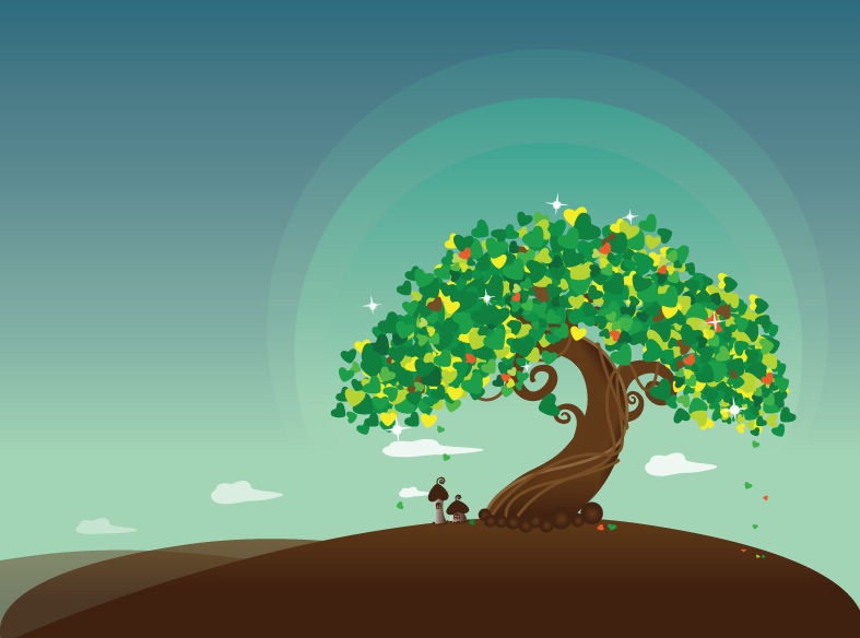 Wish Tree Vector Illustration