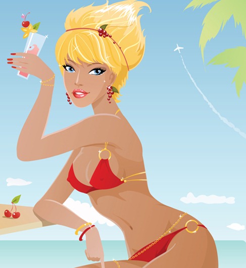 5 charming girl vector graphics