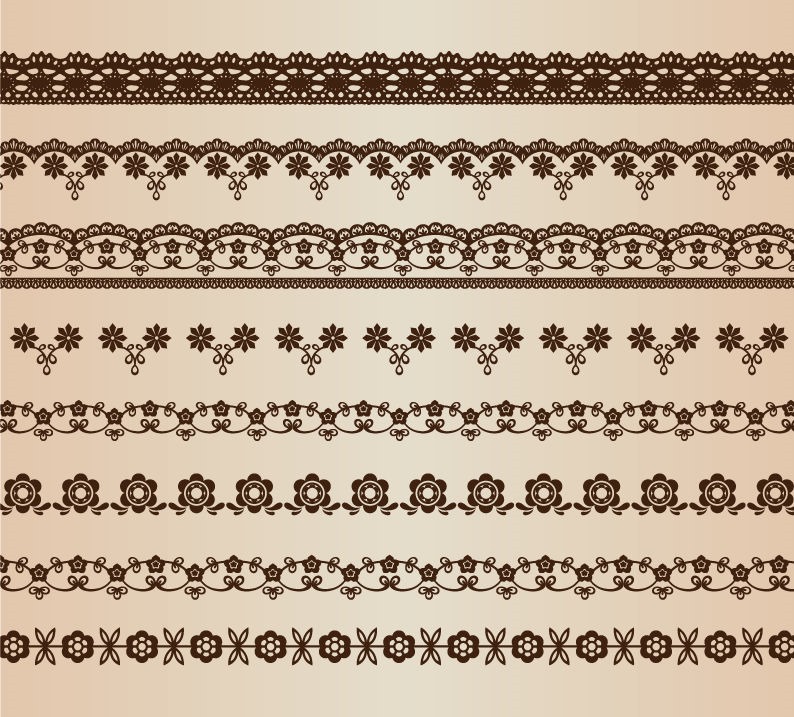Retro Floral Lines Vector Set