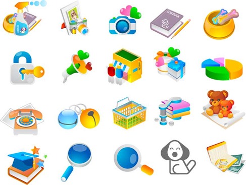 Vector Cartoon Style Icon Set