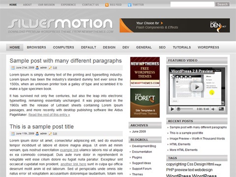 Free WordPress Theme - Silver Motion
