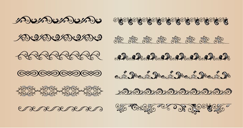 Set of Vector Borders Decorative Elements for Design