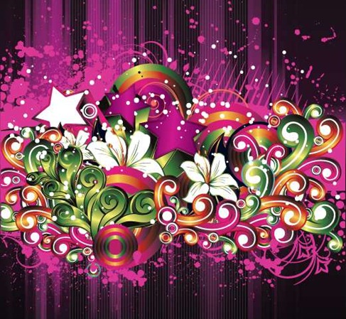 Free Vector Floral with Grungy Background