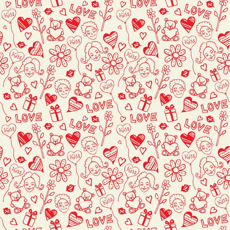 Romantic Love Seamless Pattern Vector