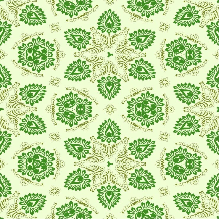 Vector Green Seamless Floral Ornament