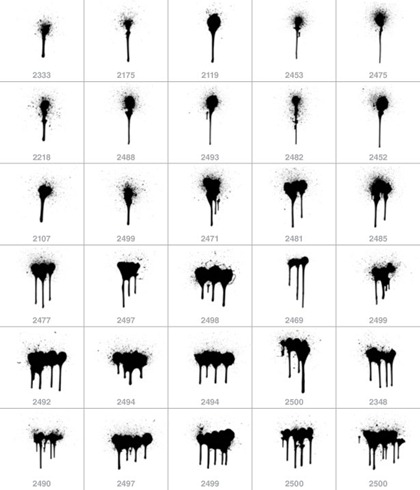 Photoshop Brushes:30 high Resolution Drippy Sprays