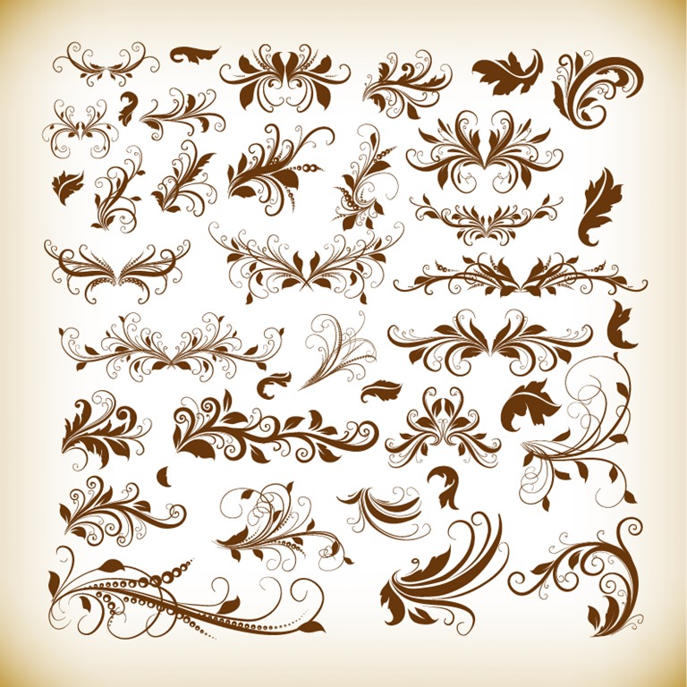 Vintage Decorative Design Elements Vector Graphics Set