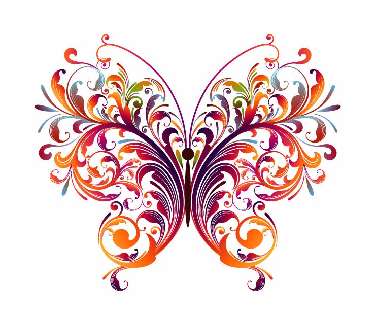Abstract Floral Butterfly Vector Graphic
