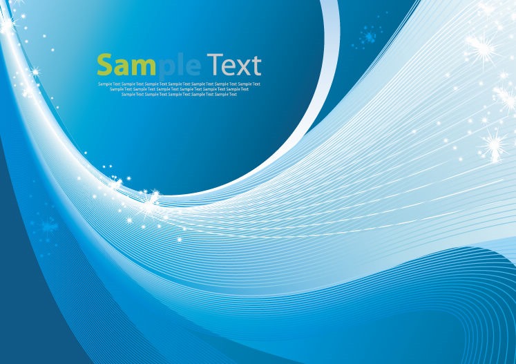 Blue Background with Flowing Stars and Light Vector Illustration
