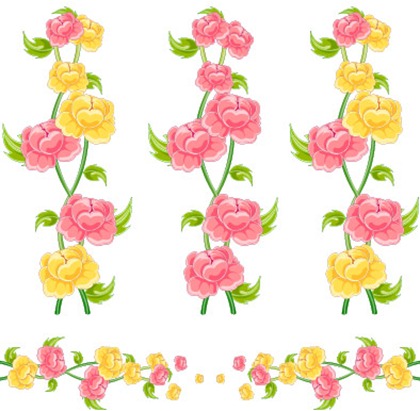 Multi-style lace flowers and butterfly Vector material