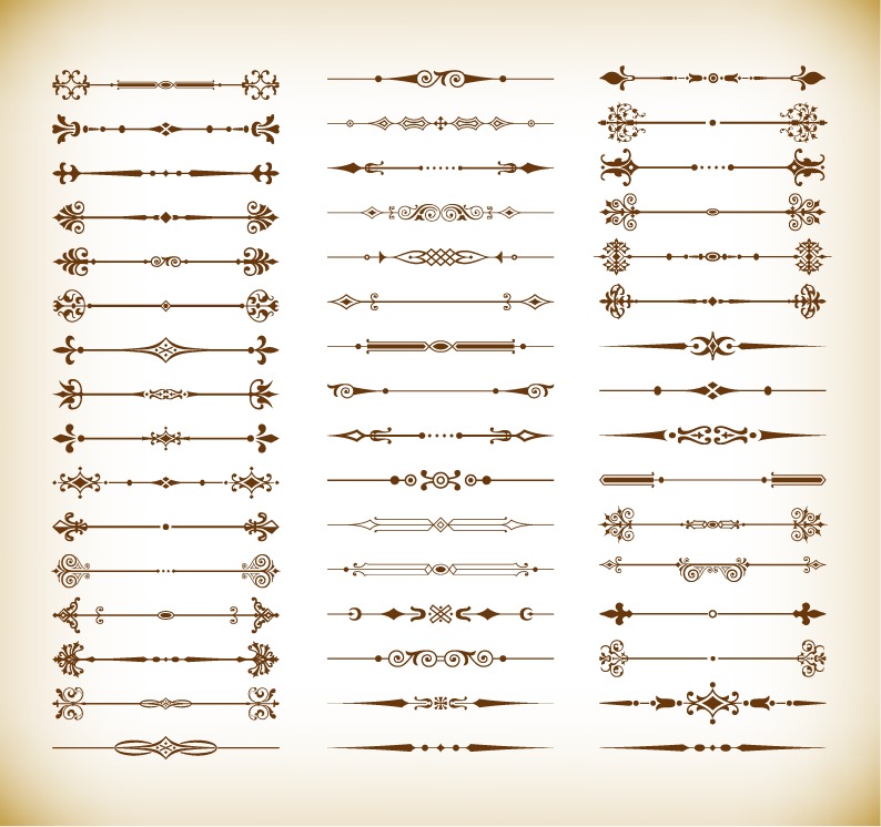 Floral Design Elements Vintage Dividers Vector Set