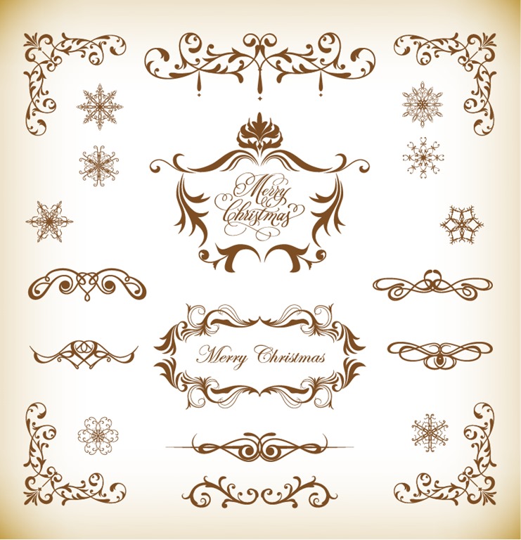 Vector Set of Christmas Decoration Elements