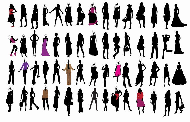 Silhouette of Fashion Girls