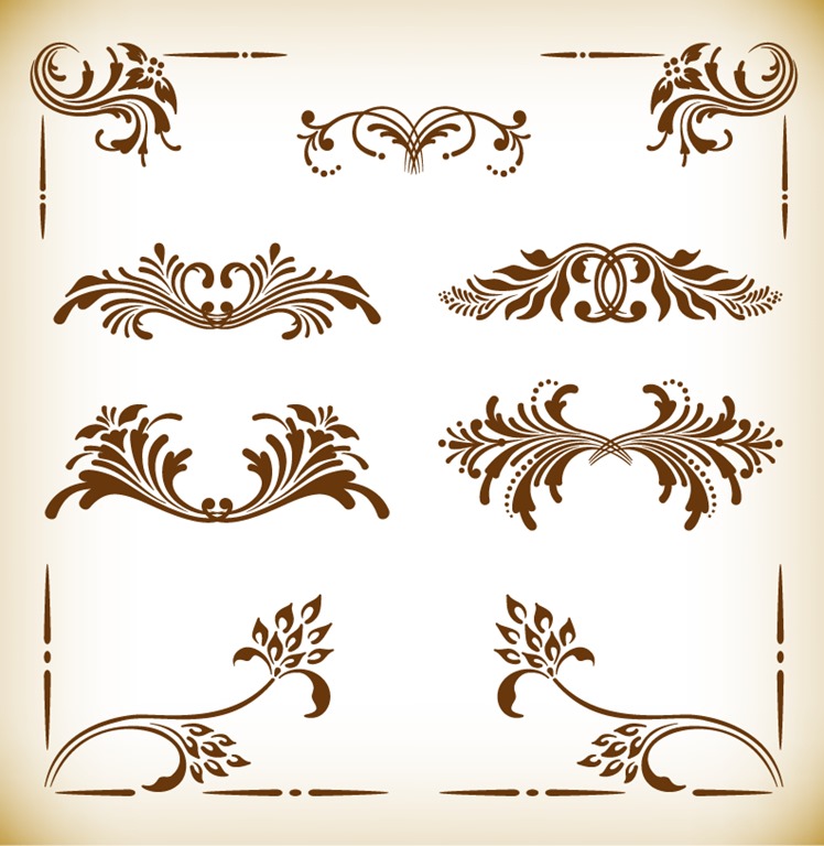 Vintage Frames and Scroll Elements Vector Illustration