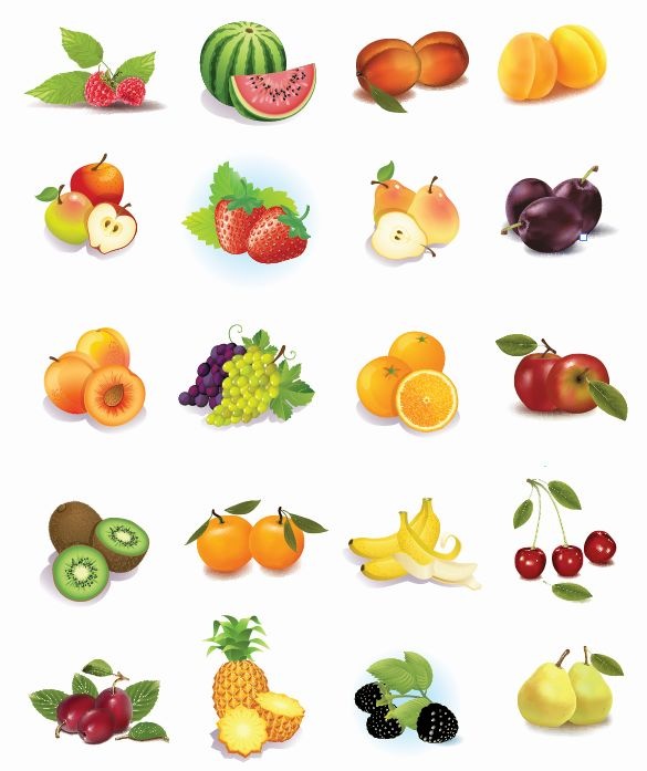 Set of Fruits Vector Graphics