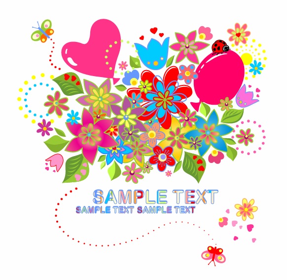 Vector Flowers and Butterfly