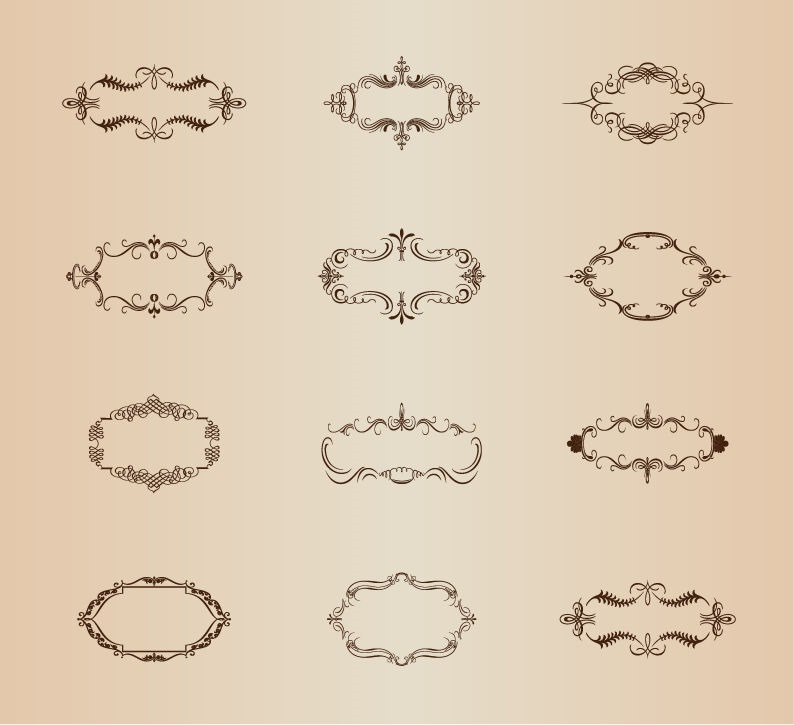 Retro Ornamental Frames Vector Set
