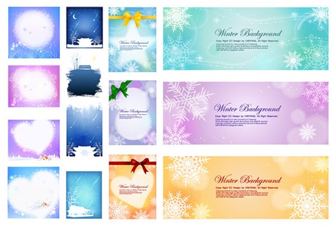 Several nice winter background vector material