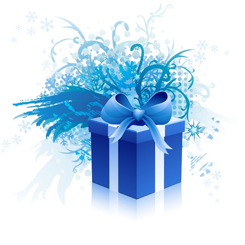 Free Blue Gift Box Vector Material