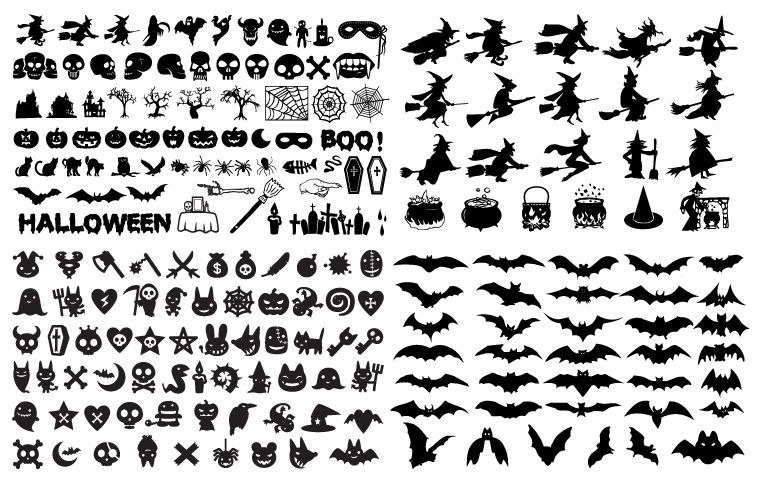 Halloween Silhouette Elements Vector Collection