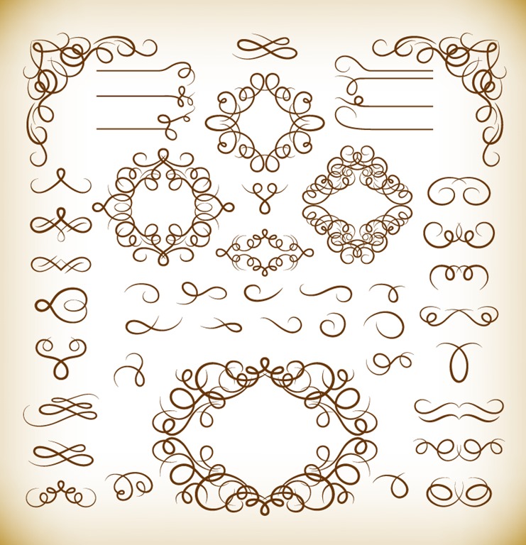 Vector Set of Vintage Calligraphic Design Elements