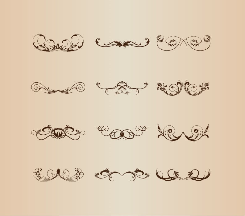 Floral Decorative Elements Vectorized Vector Set