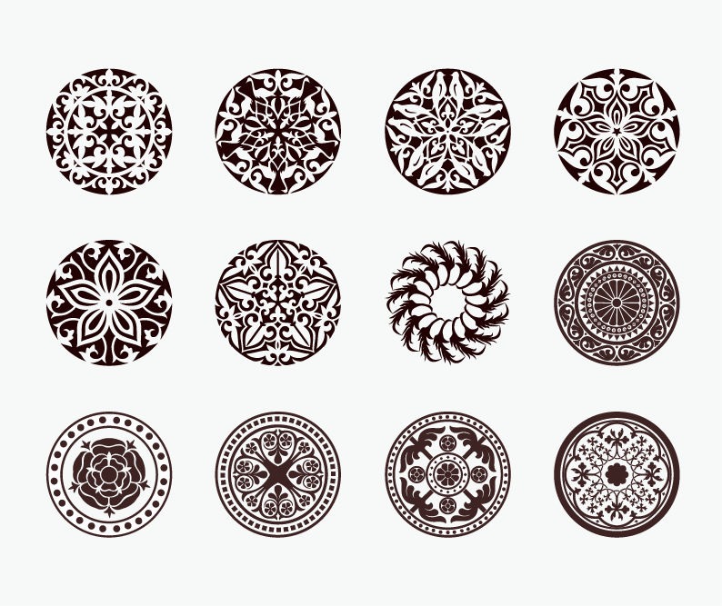 Vector Set of Beautiful Circle Ornament