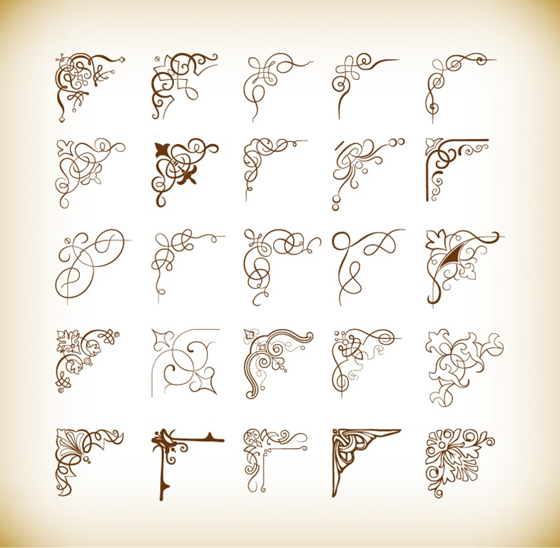 Decorative Corners Vector Illustration Set