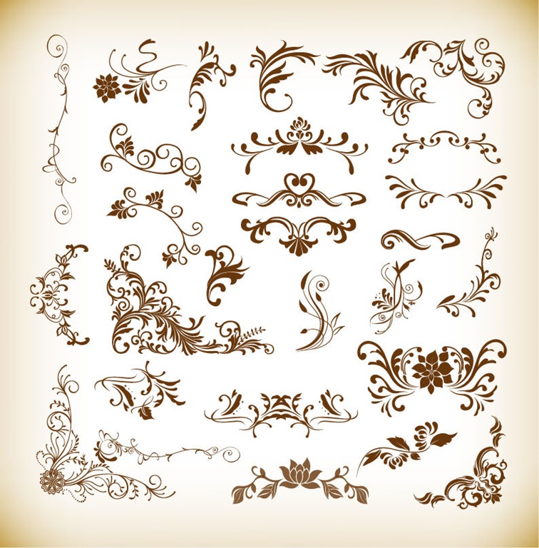 Floral Elements Collection Vector Illustration