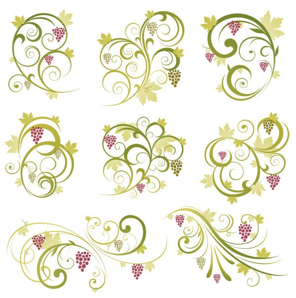 Abstract Floral Vine Grape Ornament Vector