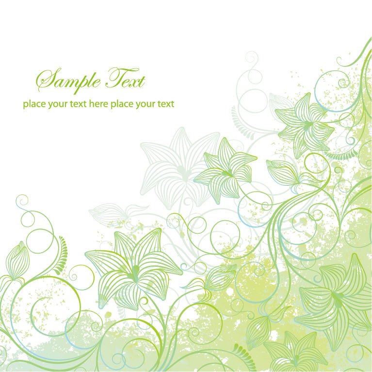 Pale Green Floral Vector Illustration