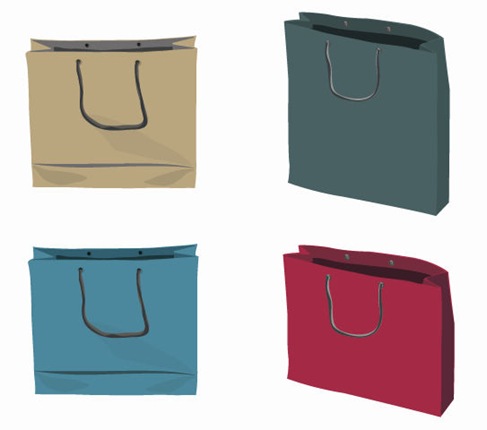 4 Paper Shopping Bags Vector Illustration