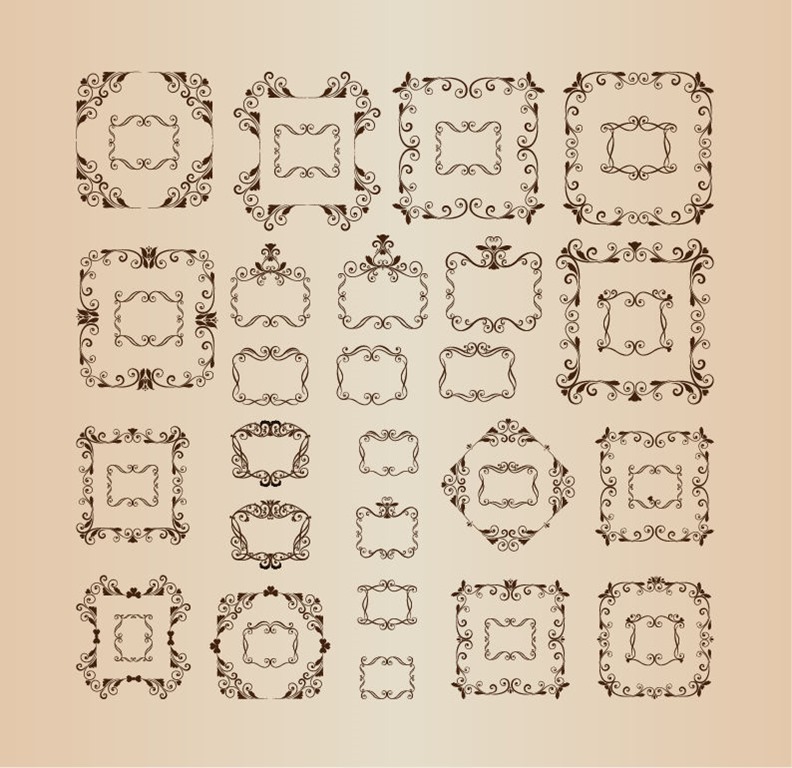 Vector Set of Decorative Floral Frames