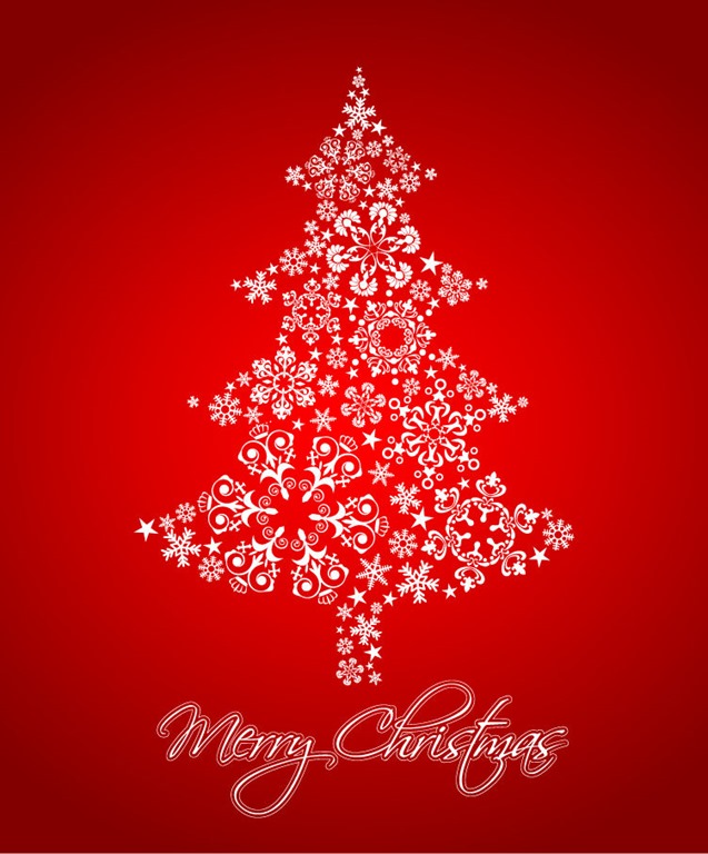 Abstract Christmas Tree with Snowflakes Vector Illustration