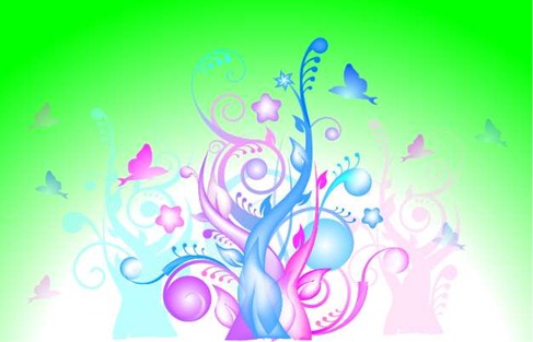 Dreamy Floral Tree Vector Graphic