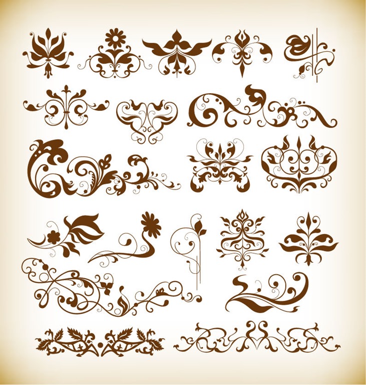 Set of Floral Elements Vector