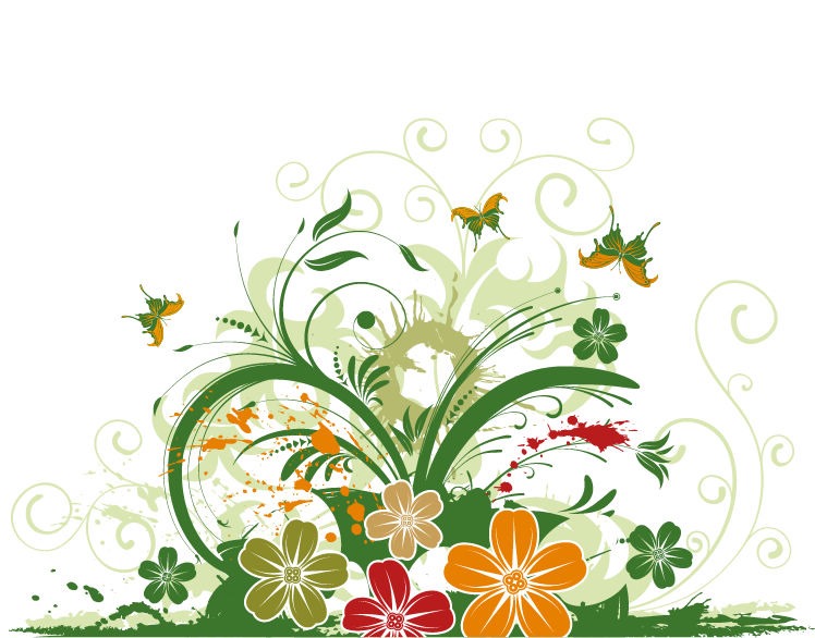 Abstract Floral with Butterfly Background Vector Illustration