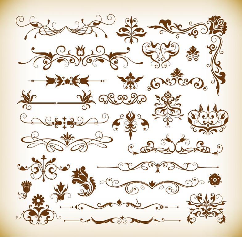 Vector Set of Useful Floral Elements for Design