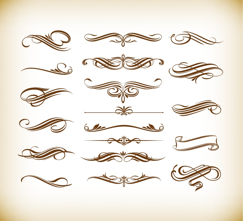 Calligraphic Ornate Design Element Vector Set