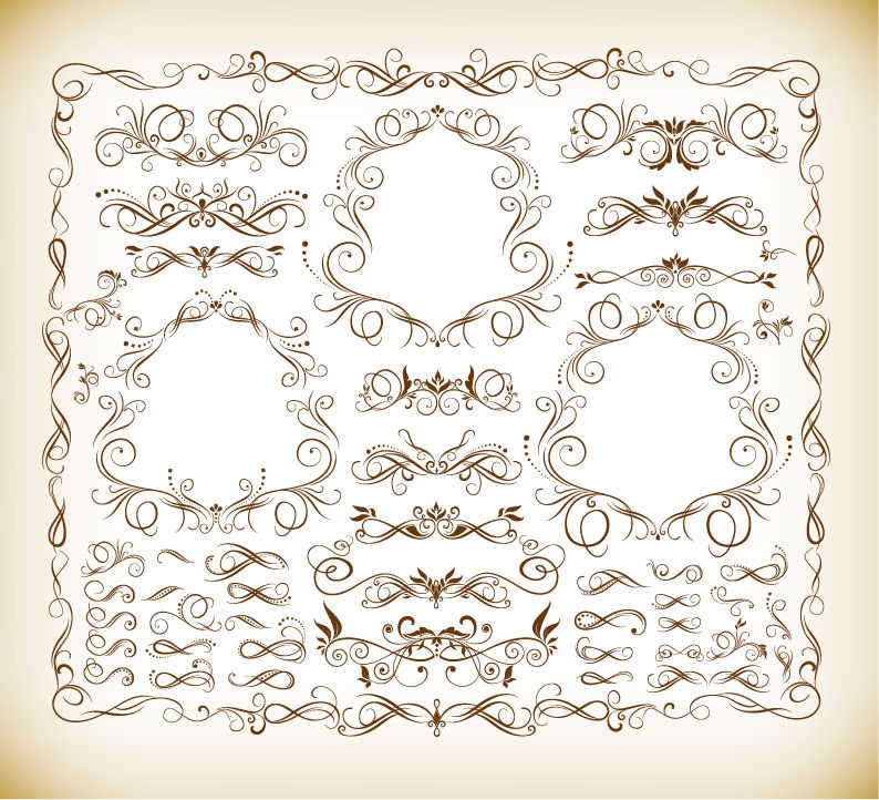 Calligraphic Design Elements Vector Illustration Set