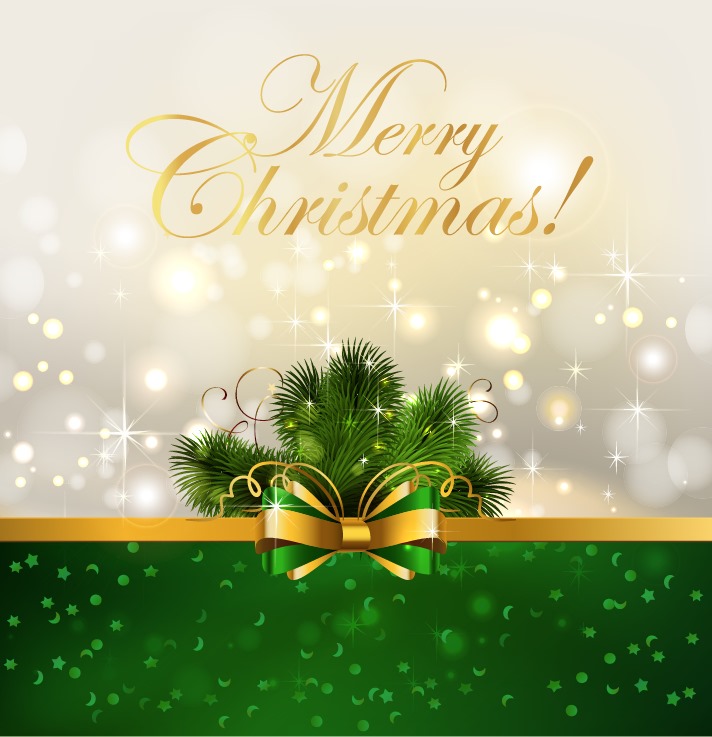 Christmas Background with Bow Vector Illustration