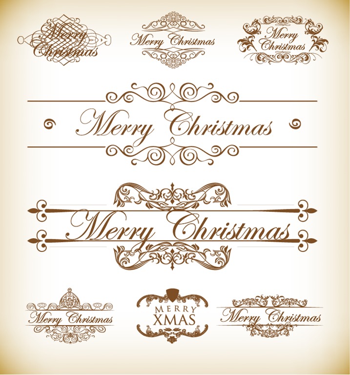 Christmas Decoration Calligraphic and Typographic Elements