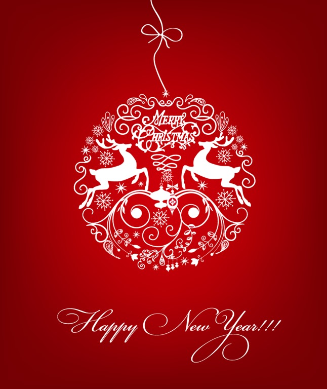 White Christmas Ball on Red Background Vector Illustration